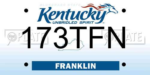 173TFN Kentucky License Plate