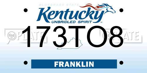 173TO8 Kentucky License Plate