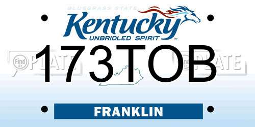 173TOB Kentucky License Plate