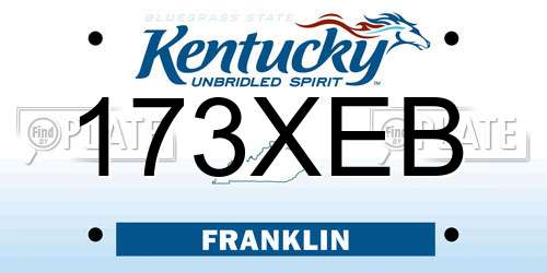 173XEB Kentucky License Plate