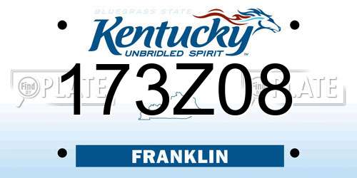 173Z08 Kentucky License Plate