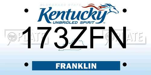 173ZFN Kentucky License Plate