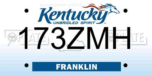 173ZMH Kentucky License Plate