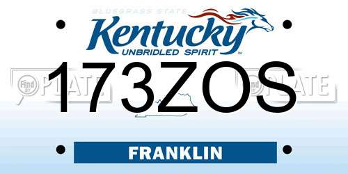 173ZOS Kentucky License Plate