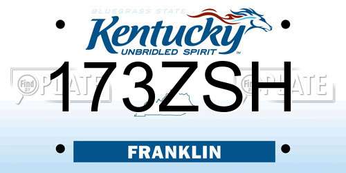 173ZSH Kentucky License Plate