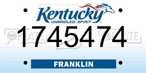 1745474 Kentucky License Plate