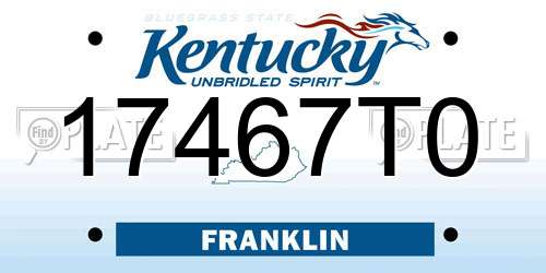 17467T0 Kentucky License Plate