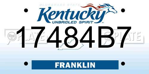 17484B7 Kentucky License Plate