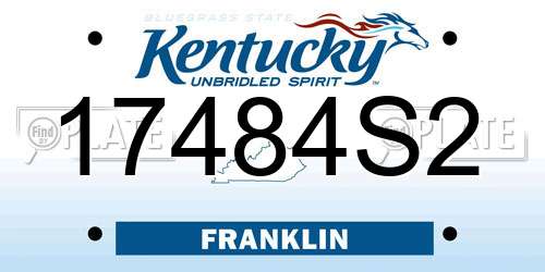 17484S2 Kentucky License Plate