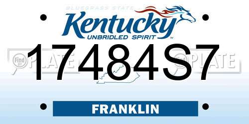 17484S7 Kentucky License Plate