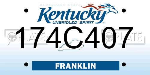 174C407 Kentucky License Plate