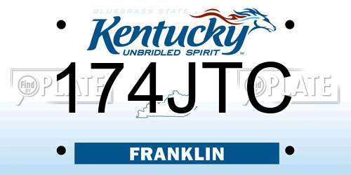174JTC Kentucky License Plate