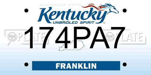 174PA7 Kentucky License Plate