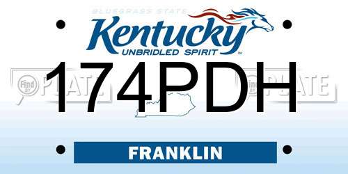 174PDH Kentucky License Plate