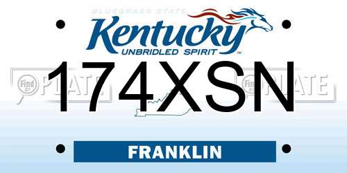 174XSN Kentucky License Plate