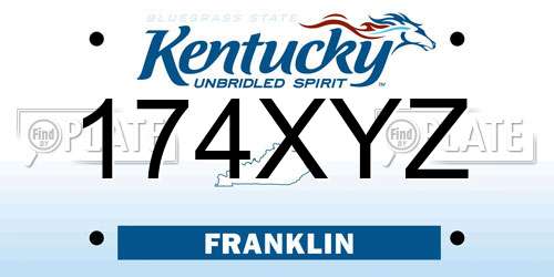 174XYZ Kentucky License Plate