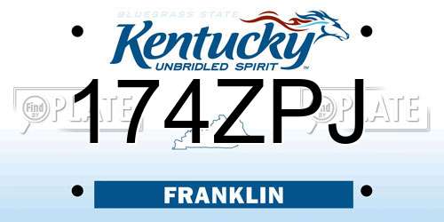 174ZPJ Kentucky License Plate