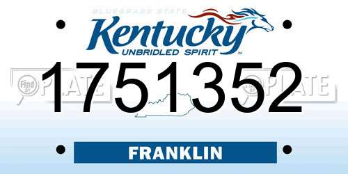 1751352 Kentucky License Plate