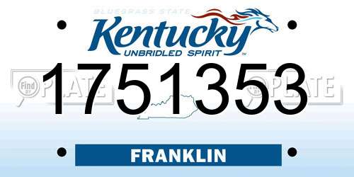 1751353 Kentucky License Plate