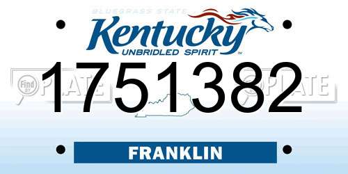 1751382 Kentucky License Plate