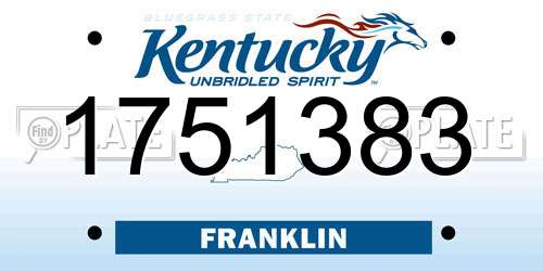 1751383 Kentucky License Plate