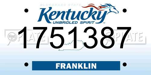 1751387 Kentucky License Plate