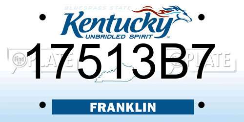 17513B7 Kentucky License Plate