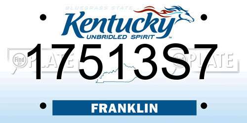 17513S7 Kentucky License Plate