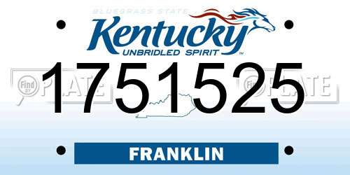 1751525 Kentucky License Plate