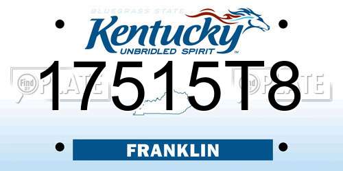 17515T8 Kentucky License Plate