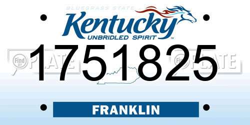 1751825 Kentucky License Plate