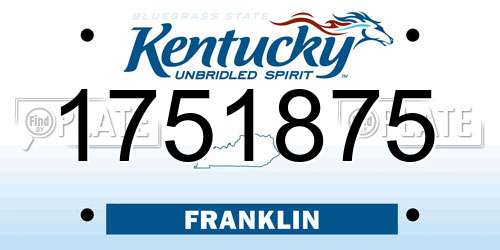 1751875 Kentucky License Plate