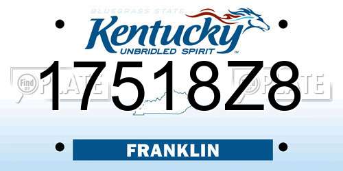 17518Z8 Kentucky License Plate