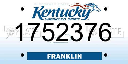 1752376 Kentucky License Plate