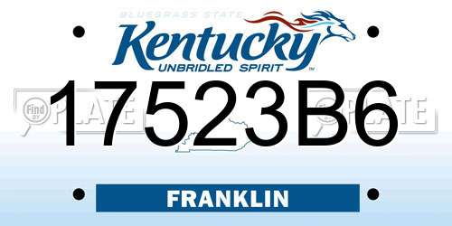 17523B6 Kentucky License Plate