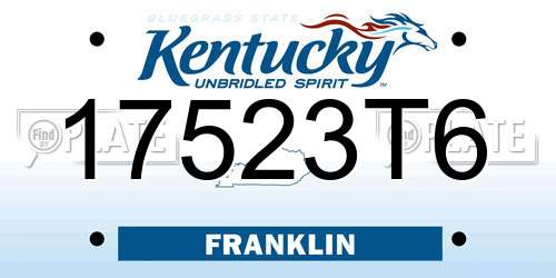 17523T6 Kentucky License Plate