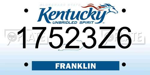 17523Z6 Kentucky License Plate