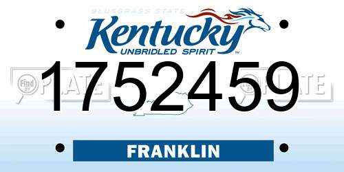 1752459 Kentucky License Plate