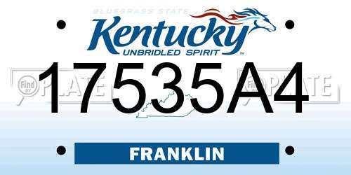 17535A4 Kentucky License Plate
