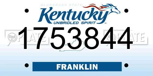 1753844 Kentucky License Plate