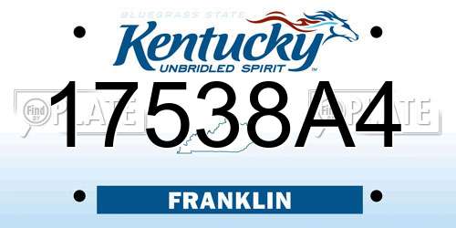 17538A4 Kentucky License Plate
