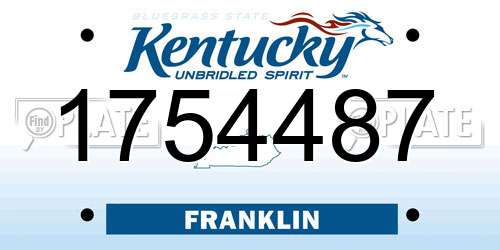 1754487 Kentucky License Plate