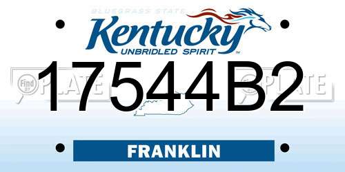 17544B2 Kentucky License Plate