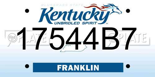 17544B7 Kentucky License Plate