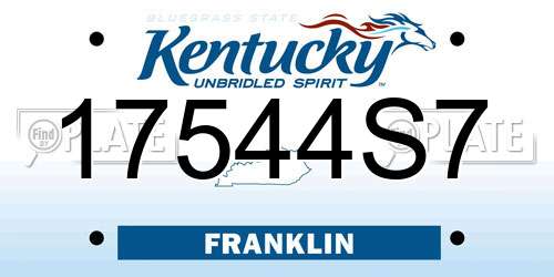 17544S7 Kentucky License Plate