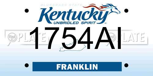 1754AI Kentucky License Plate