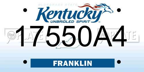 17550A4 Kentucky License Plate