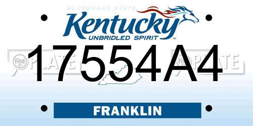 17554A4 Kentucky License Plate