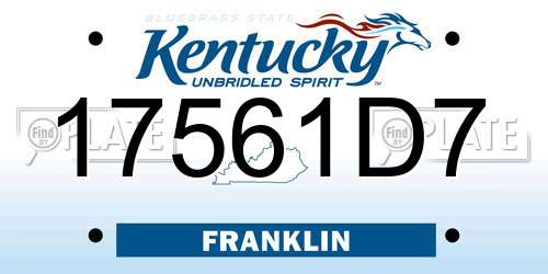 17561D7 Kentucky License Plate