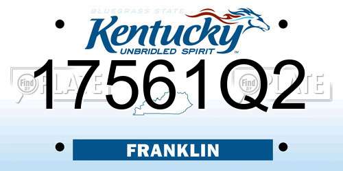 17561Q2 Kentucky License Plate